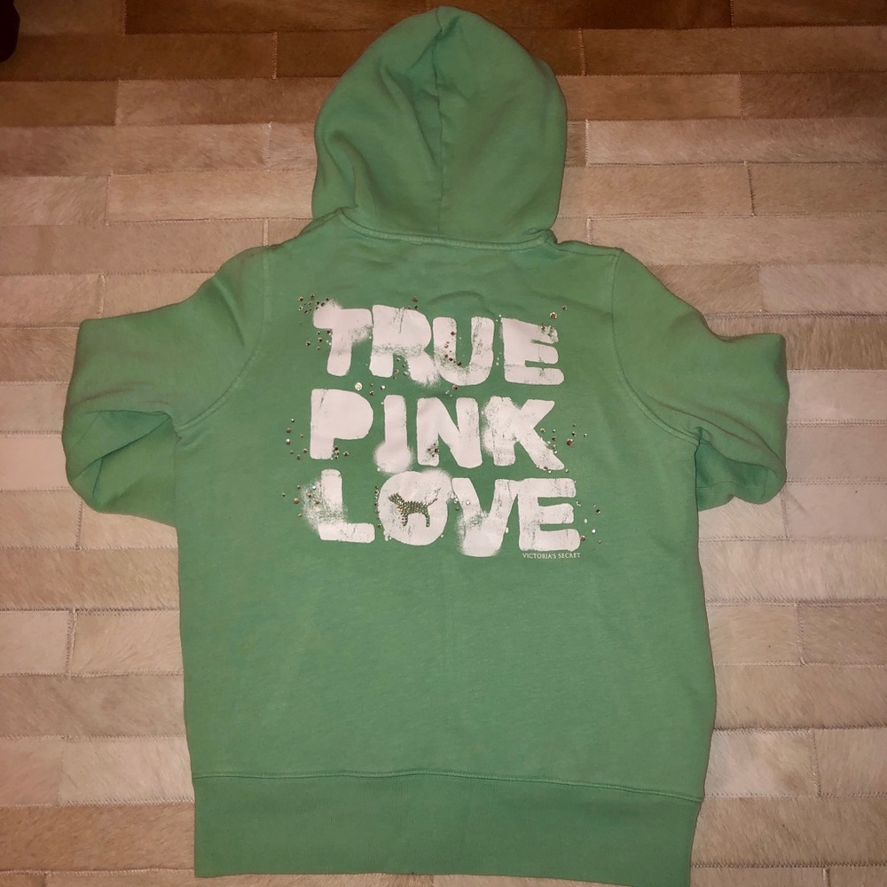 Vintage Green Bedazzled Hoodie By PINK VS